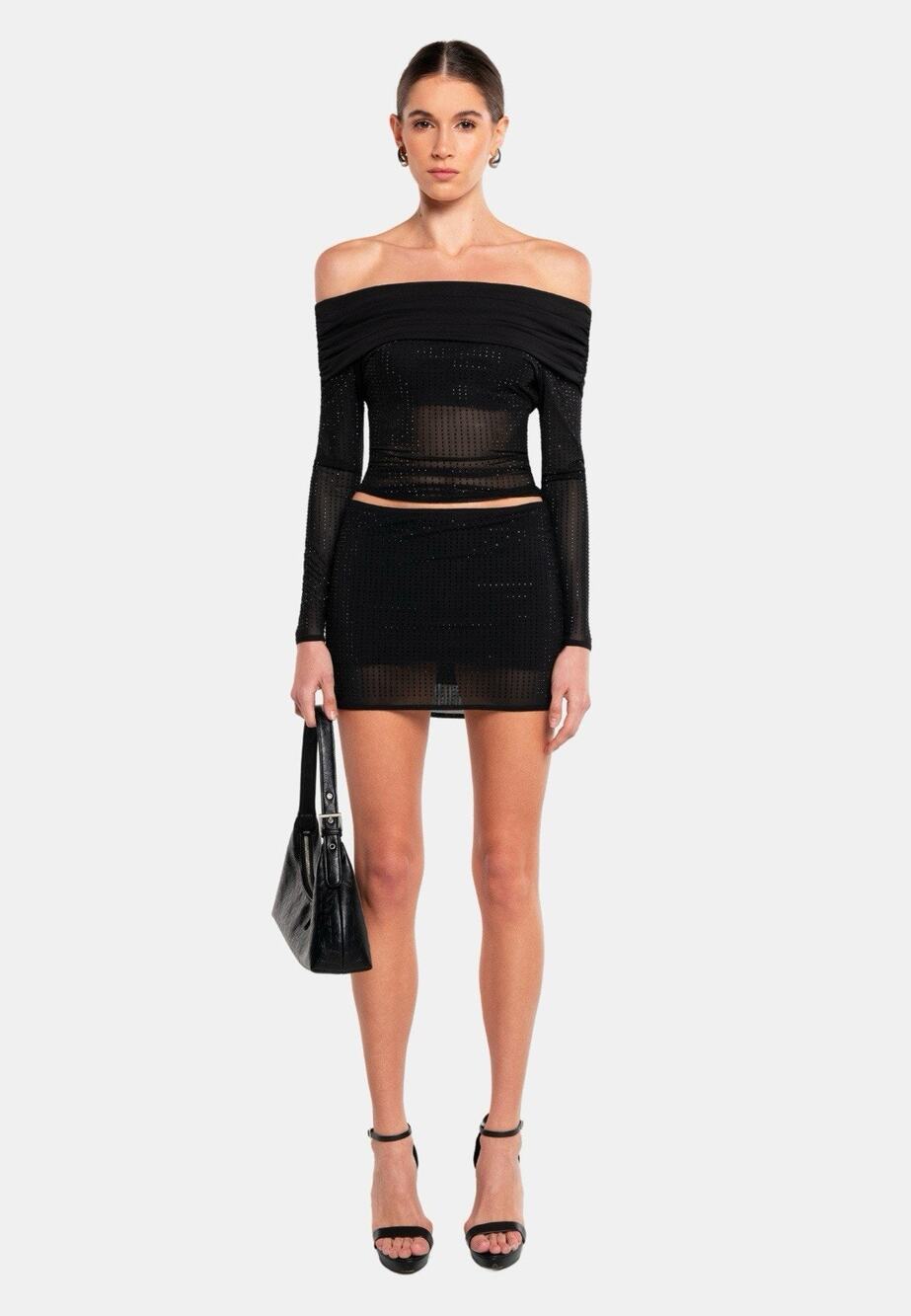 Ow Collection CRYSTAL Mini skirt - black M